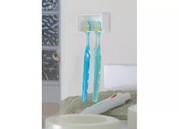 Camco Pop-A-Toothbrush Hygienic Toothbrush Holder for (2) Toothbrushes – White