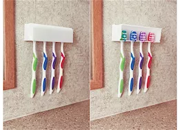 Camco Pop-A-Toothbrush Hygienic Toothbrush Holder for (4) Toothbrushes – White