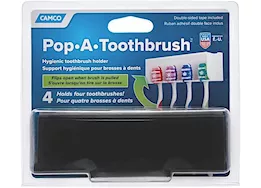 Camco Pop-A-Toothbrush Hygienic Toothbrush Holder for (4) Toothbrushes – Black