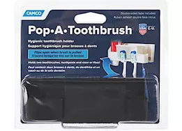 Camco Pop-a-toothbrush w/paste and floss holder, black (e/f)