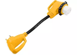 Camco Power Grip 90-Degree Locking Dogbone Adapter - 18 in., 30A, 125V/3750W, TT-30P to SS2-50R|55582