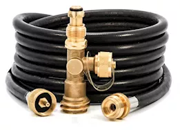 Camco brass tee w/3 ports, w/ 12ft hose