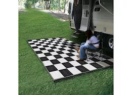 Camco Open Air Reversible Outdoor Mat - 9' x 12' Black/White Checkered