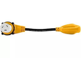 Camco Power Grip 90-Degree Locking Dogbone Adapter - 18 in., 30A, 125V/3750W, TT-30P to SS2-50R|55582
