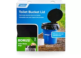 Camco Toilet seat w/lid and 3 bags for 5 gal bucket (e/f)