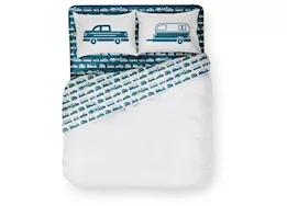 Camco Libatc, sheets blue/white rv pattern, short queen