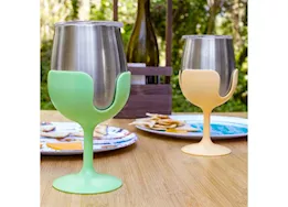 Camco Life Is Better At The Campsite Wine Tumbler Set - Green/Yellow