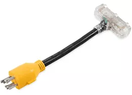 Camco Powergrip - gen adapter db 12in 30a male 4-prong/3x15a female 125v/3750w