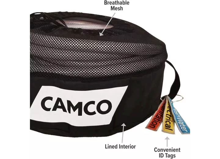 Camco Rv utility coil bag w/sanitation, freshwater & electrical tags