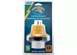 Camco Locking powergrip adapter, 5-15p x ss2-50r (e/f), 15a male-50a female