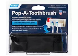 Camco Pop-a-toothbrush w/paste and floss holder, black (e/f)