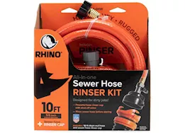 Camco Rhinoflex 10ft, clean out hose system, with rinse cap