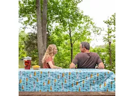 Camco Life is better at the campsite - tablecloth w/ bench covers, sketch pattern