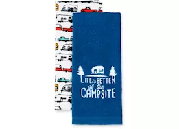 Camco Libatc, dish towel set, blue/white & rv patterns
