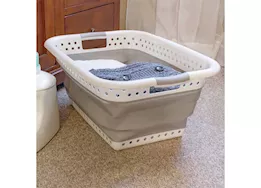 Camco Collapsible Laundry Basket - 18"W x 24"L x 10.5"H - White/Gray