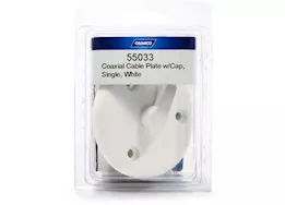 Camco Coaxial cable plate w/cap, single, white