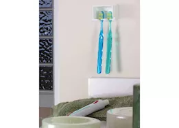 Camco Pop-A-Toothbrush Hygienic Toothbrush Holder for (2) Toothbrushes – White