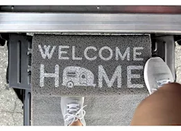 Camco Life is better at the campsite-step rug, pvc scrub, 17.5in x 18in gray, welcome home