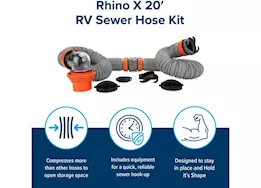 Camco Rhinox, 20 sewer hose kit, w/4n1, elbow, caps (e/f)