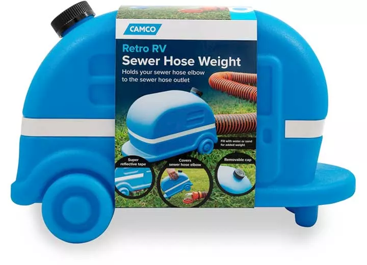 Camco Retro rv 4n1 sewer weight, blue