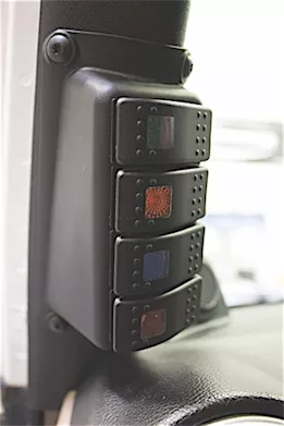 Daystar International 07-18 jk wrangler 2/4wd a-pillar switch pod, includes 4 switches