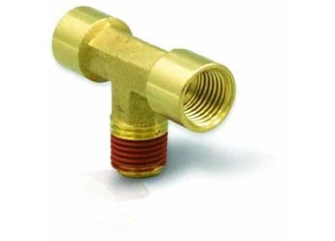 Dicor 4-port propane tee inlet, fem pol, 1/4in inverted flare, outlets 1in-20 male throwaway cyl thread Main Image