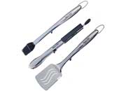 Dyna-Glo 3-Piece Stainless Steel Grill Set – Tongs, Spatula, & Basting Brush with Stands