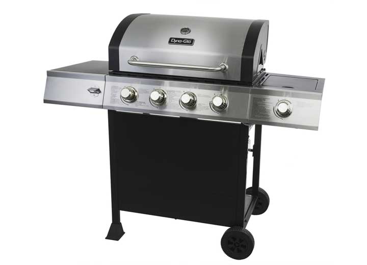 DYNA-GLO 4-BURNER OPEN CART PROPANE GAS GRILL WITH SIDE BURNER