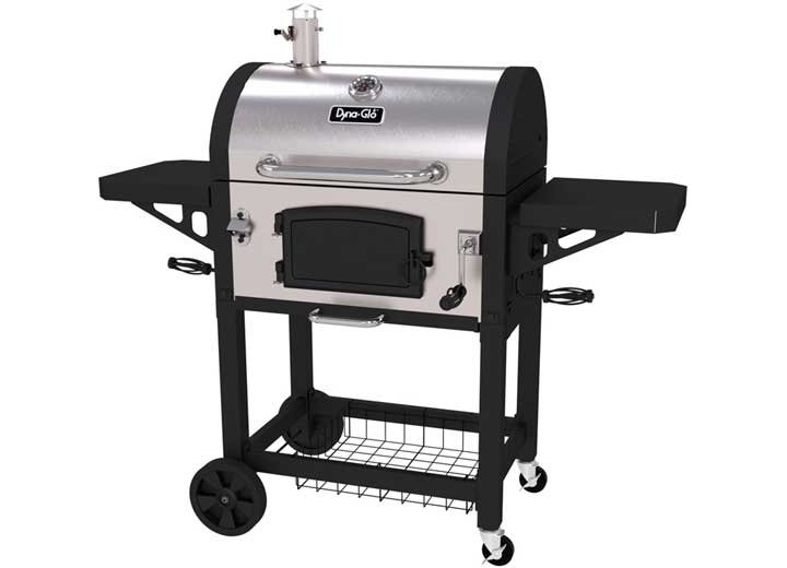 DYNA-GLO LARGE PREMIUM CHARCOAL GRILL – STAINLESS STEEL