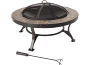 Pleasant Hearth 34" Round Charlotte Slate Top Steel Wood Fire Pit
