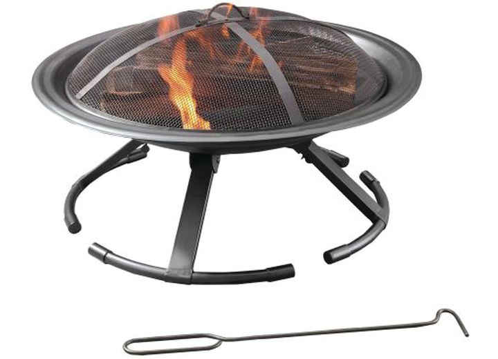 PLEASANT HEARTH 26" ROUND STOW N' GO STEEL WOOD FIRE PIT