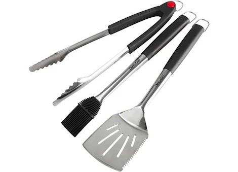 Dyna-Glo 3-Piece Stainless Steel Grill Set – Tongs, Spatula, & Basting Brush with Silicone Handles Main Image