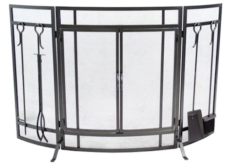 Pleasant Hearth Curved Fireplace Screen with Tools - 50"L x 9.8"W x 32"H Main Image