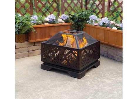 Pleasant Hearth 26" Square Vienna Steel Wood Fire Pit