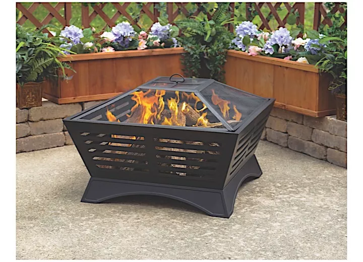 Pleasant Hearth 33” Square Hutchinson Steel Wood Fire Pit