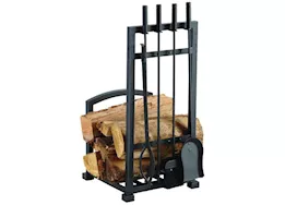 Pleasant Hearth Harper Log Holder with Fireplace Tools Set - 15"L x 13.75"W x 30.75"H