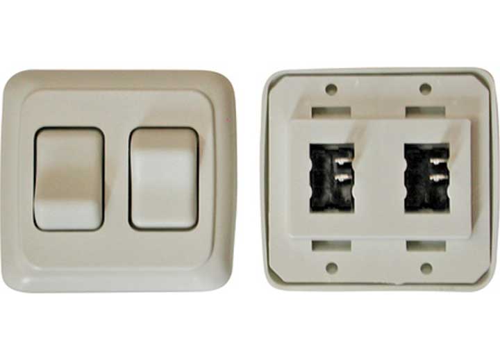 Valterra Products LLC DOUBLE CONTOUR ON/OFF SWITCH WITH BASE AND PLATE - WHITE