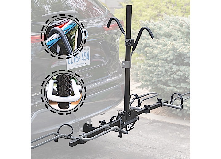 HITCH MOUNTED BIKE CARRIER FOR UP TO 2 BICYCLES (WITH 1-1/4IN ADAPTER)