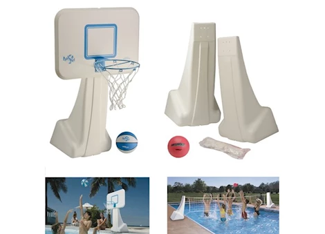 Dunn-Rite Products Inc POOLSPORT STAINLESS BASKETBALL & VOLLEYBALL COMBO