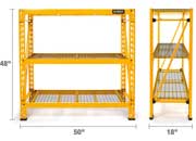 DEWALT 3-Shelf Industrial Storage Rack with Wire Decks - 50”W x 18”D x 48”H