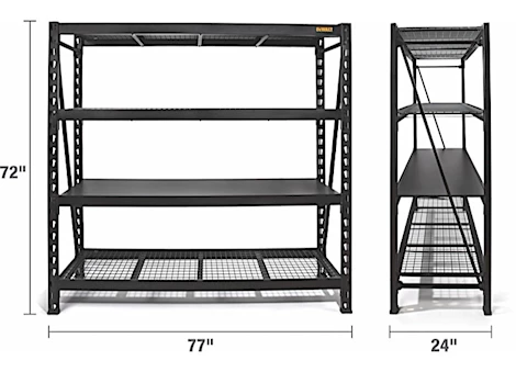 DEWALT 4-Shelf Industrial Storage Rack - 77”W x 24”D x 72”H, Black Main Image