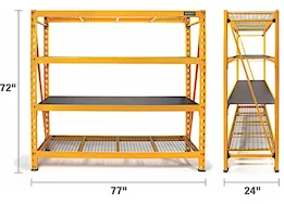 DEWALT 4-Shelf Industrial Storage Rack - 77”W x 24”D x 72”H, Yellow