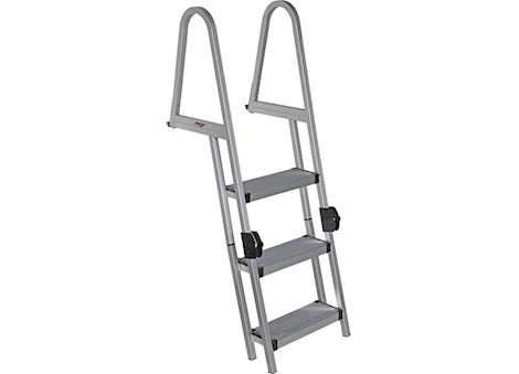 Extreme Max Heavy-Duty Alum Pontoon & Dock Ladder W/ 15.75In Wide Fold-Up Steps 3-Step, 300 Lbs Weight Capacity
