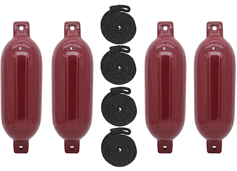 Extreme Max BoatTector Inflatable Fender Value 4-Pack - 6.5" x 22", Cranberry|3006.7649
