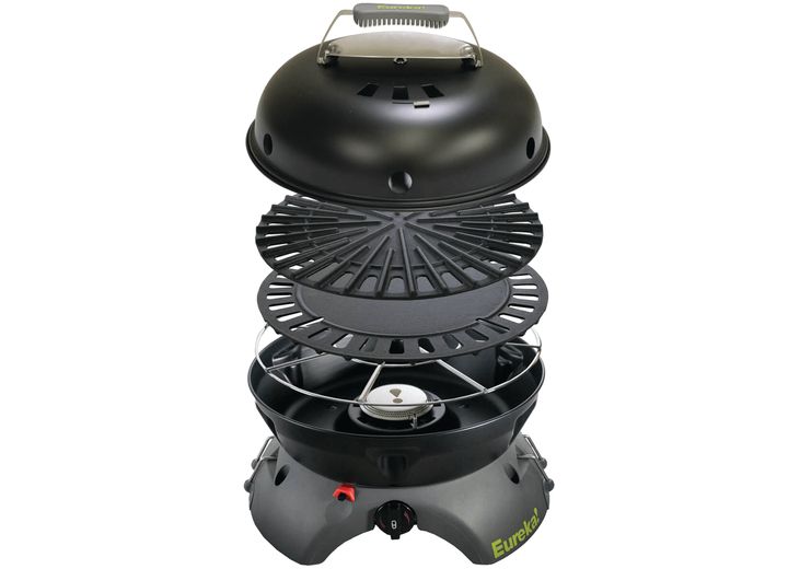 EUREKA GONZO GRILL COOK SYSTEM. FUNCTIONS AS GRILL, GRILLE OR STOVE - ALL IN A SINGLE COMPACT PACKAGE