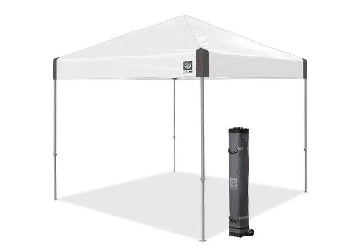 E-Z UP Ambassador 10' x 10' Shelter – White Slate Top / Cool Gray Steel Frame Main Image