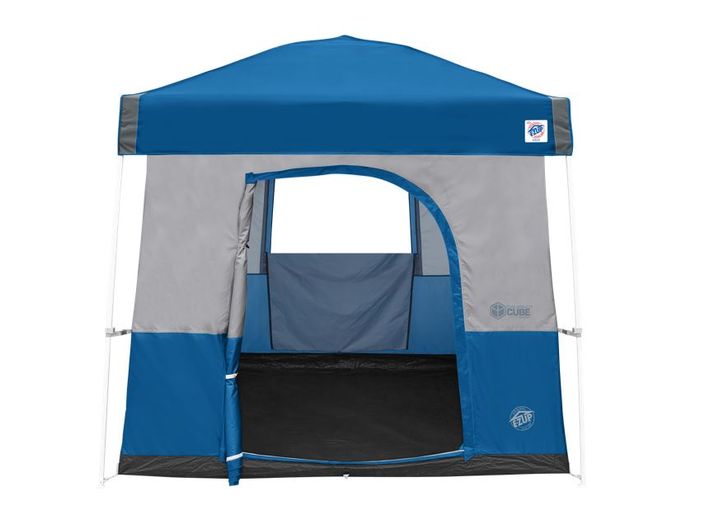 E-z up camping cube sport, converts 10ft angled leg canopy into camping tent, royal blue