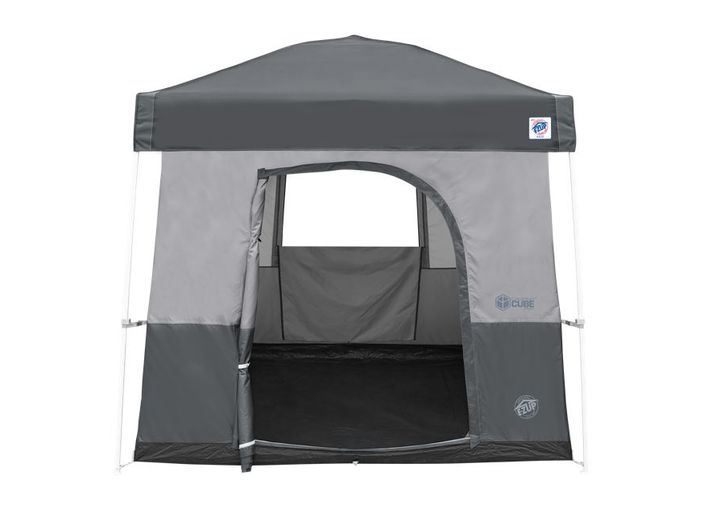 E-z up camping cube sport, converts 10ft angled leg canopy into camping tent, grey