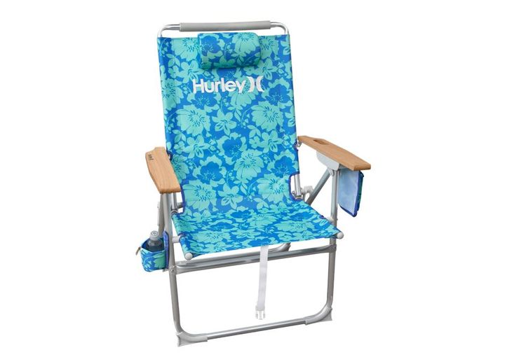 E-Z UP HURLEY HI-BOY WOOD ARM BEACH CHAIR – UNITY BLUE