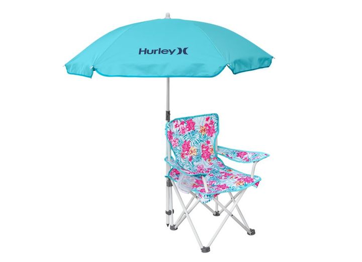 E-Z Up Hurley kids quad chair with umbrella, lily aqua
